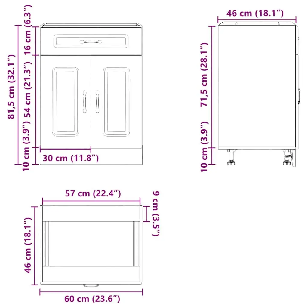 White Engineered Wood Kitchen Base Cabinet with Storage