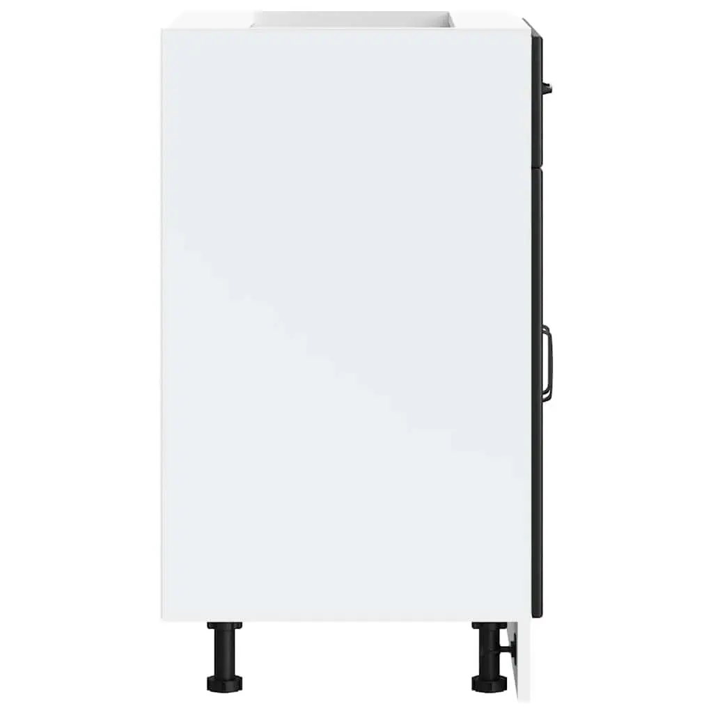 Kitchen Base Cabinet Black Engineered Wood Storage Cupboard Adjustable Feet