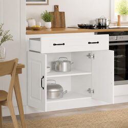 White Kitchen Base Cabinet Storage Cupboard with Adjustable Feet