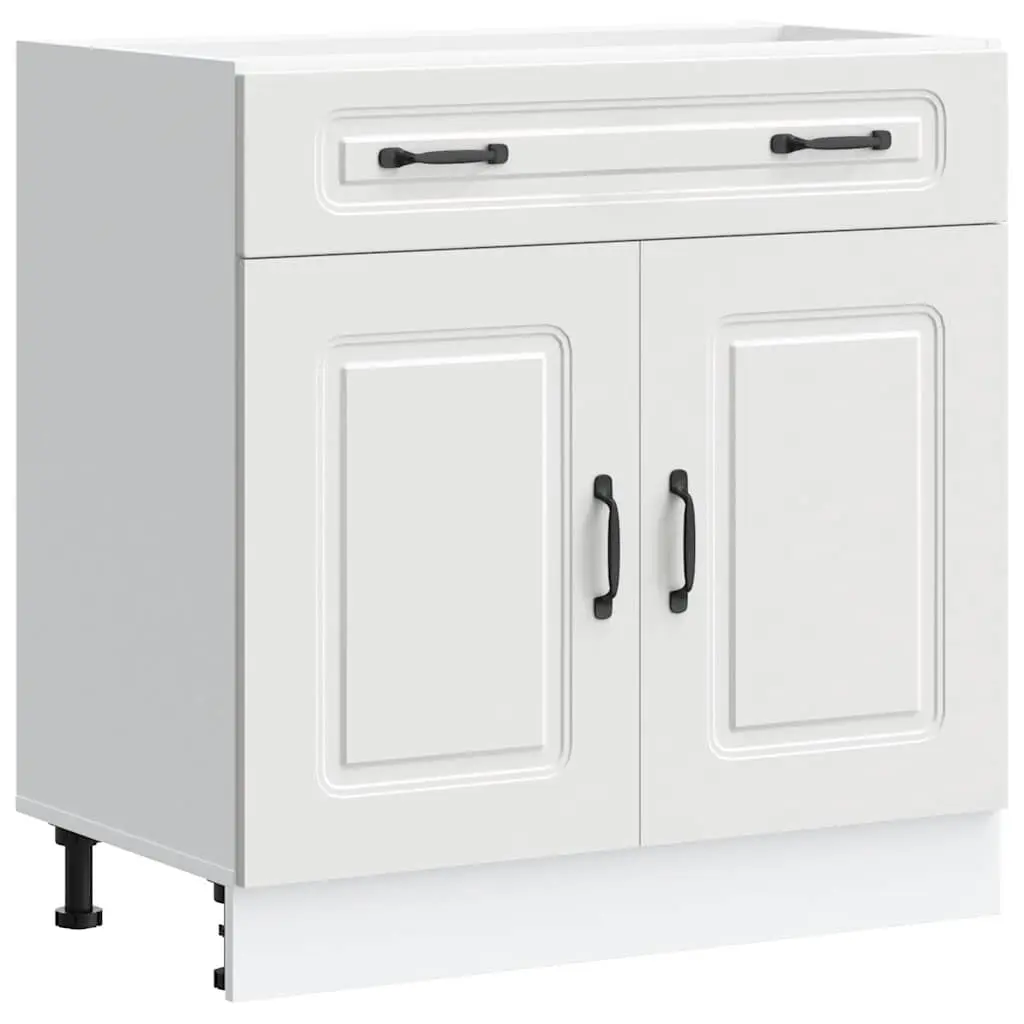White Kitchen Base Cabinet Storage Cupboard with Adjustable Feet