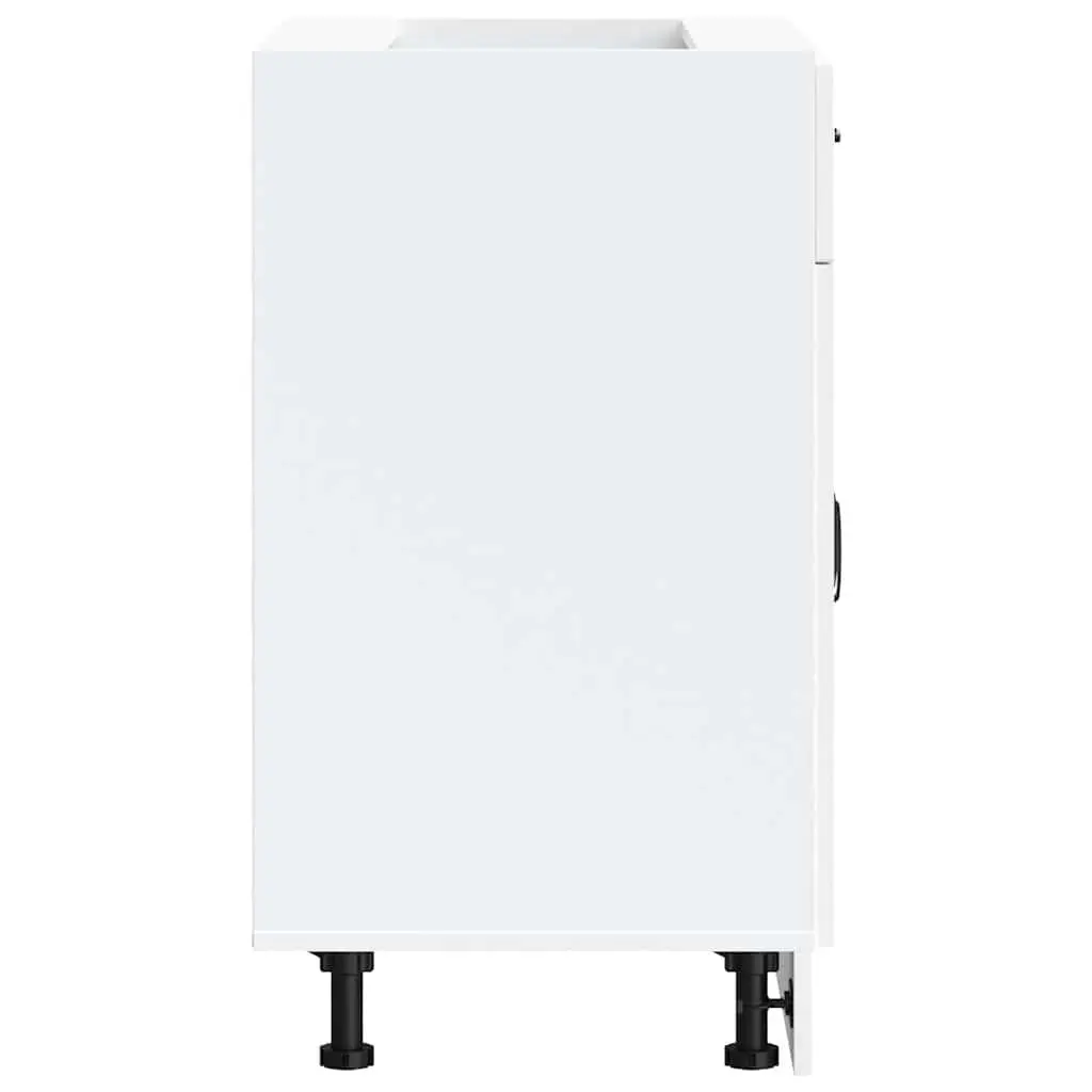 White Kitchen Base Cabinet Storage Cupboard with Adjustable Feet