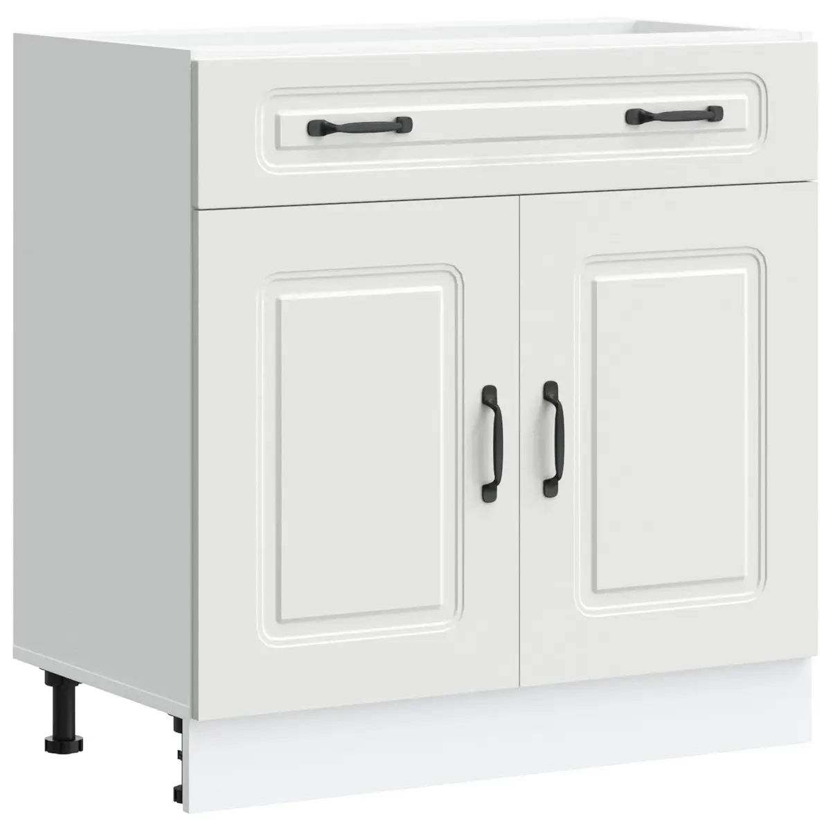 White Kitchen Base Cabinet Storage Cupboard with Adjustable Feet