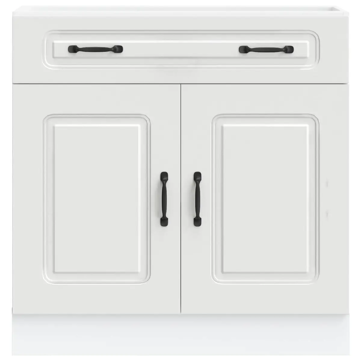 White Kitchen Base Cabinet Storage Cupboard with Adjustable Feet