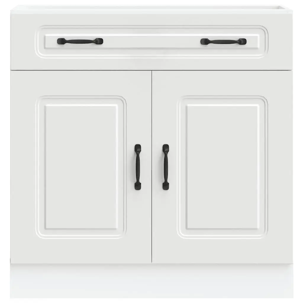 White Kitchen Base Cabinet Storage Cupboard with Adjustable Feet
