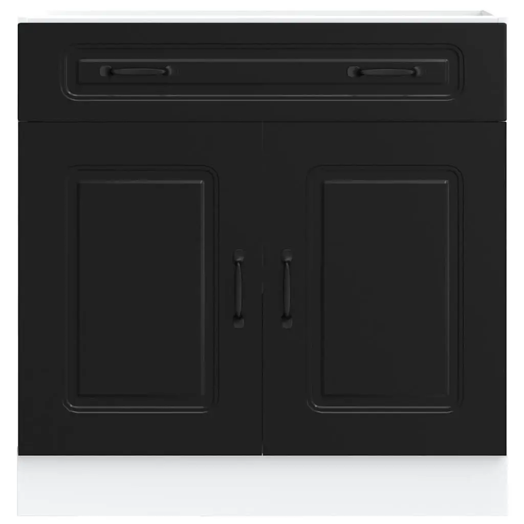 Black Engineered Wood Kitchen Base Cabinet with Adjustable Feet