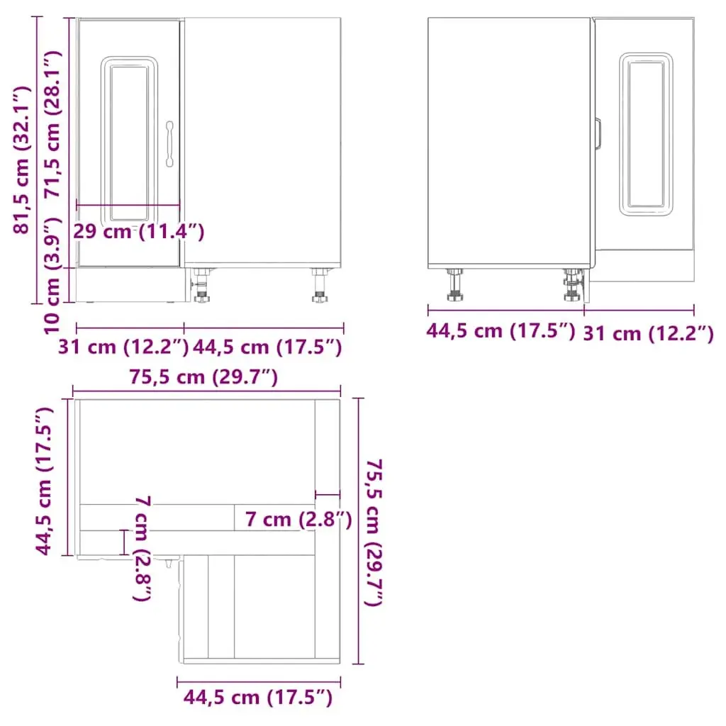 White Engineered Wood Kitchen Corner Cabinet for Storage