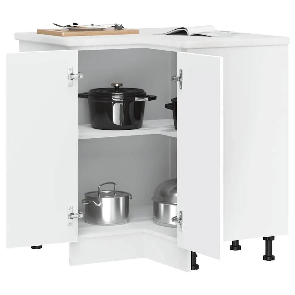 White Engineered Wood Kitchen Corner Cabinet for Storage
