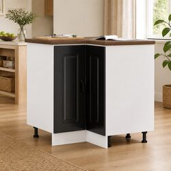 Black Engineered Wood Kitchen Corner Base Cabinet