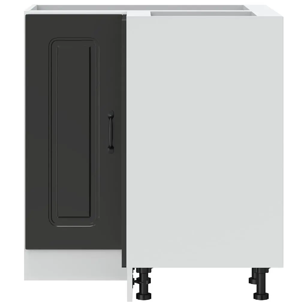 Black Engineered Wood Kitchen Corner Base Cabinet