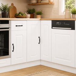 White High Gloss Corner Base Cabinet for Kitchens