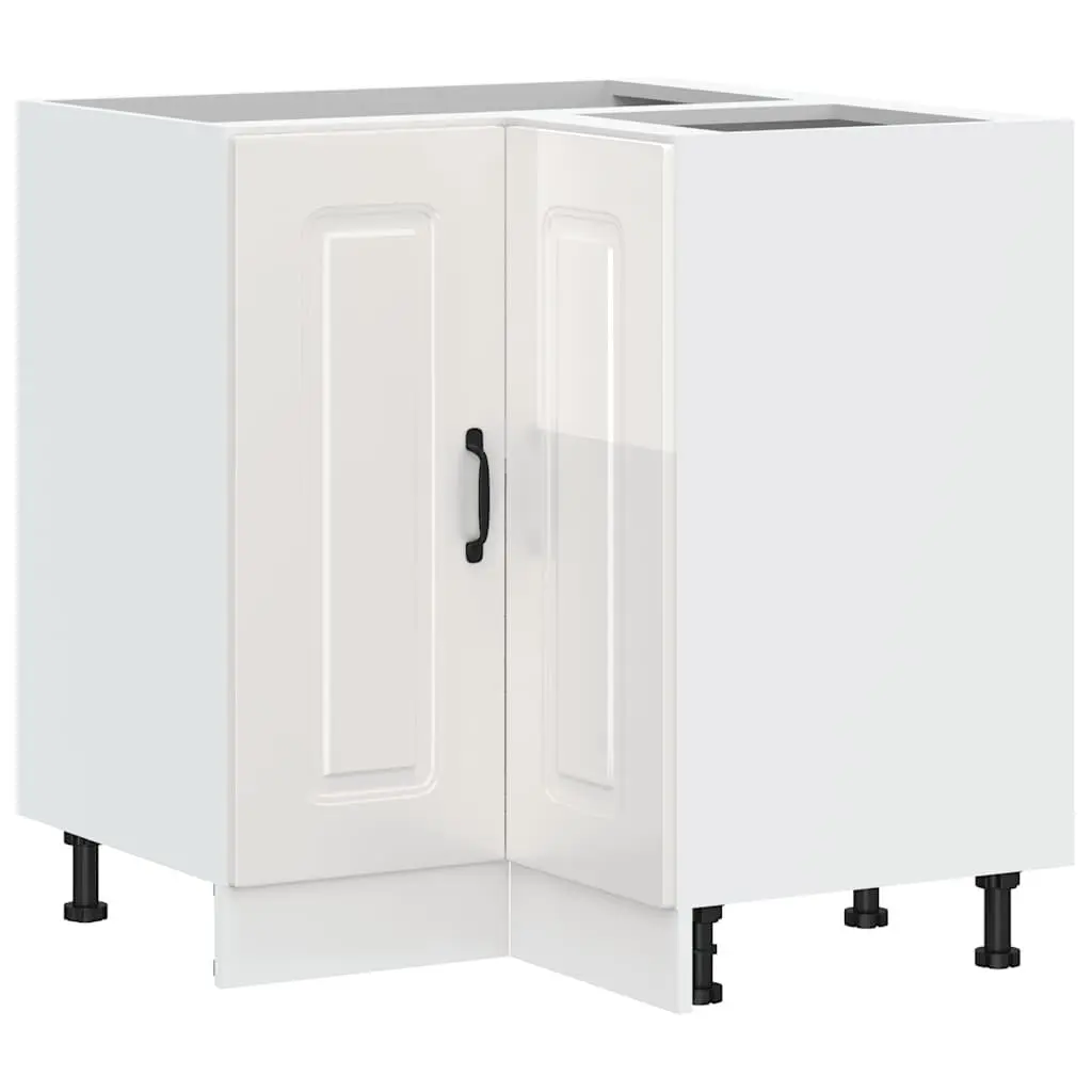 White High Gloss Corner Base Cabinet for Kitchens