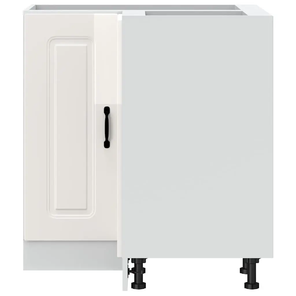 White High Gloss Corner Base Cabinet for Kitchens