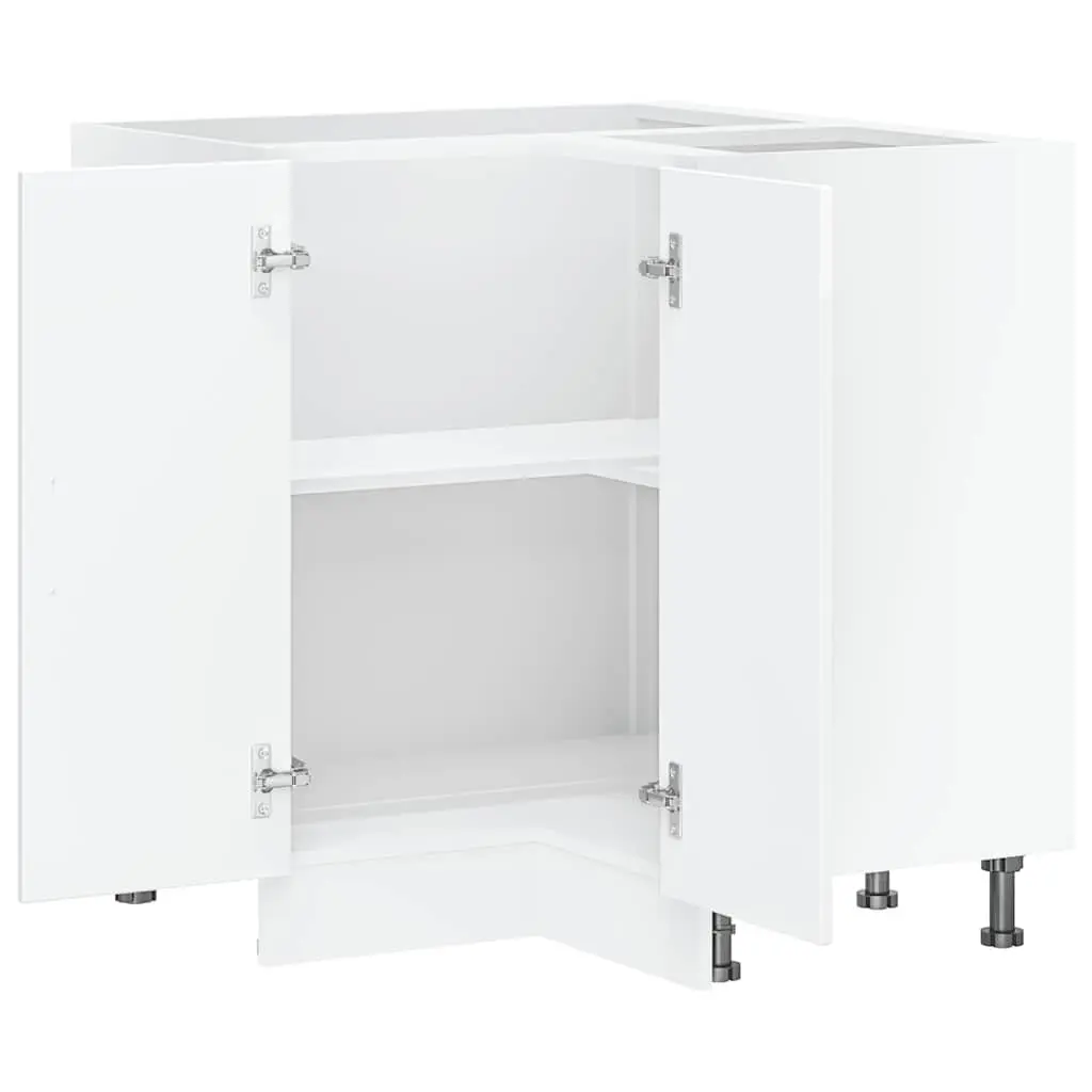 White High Gloss Corner Base Cabinet for Kitchens