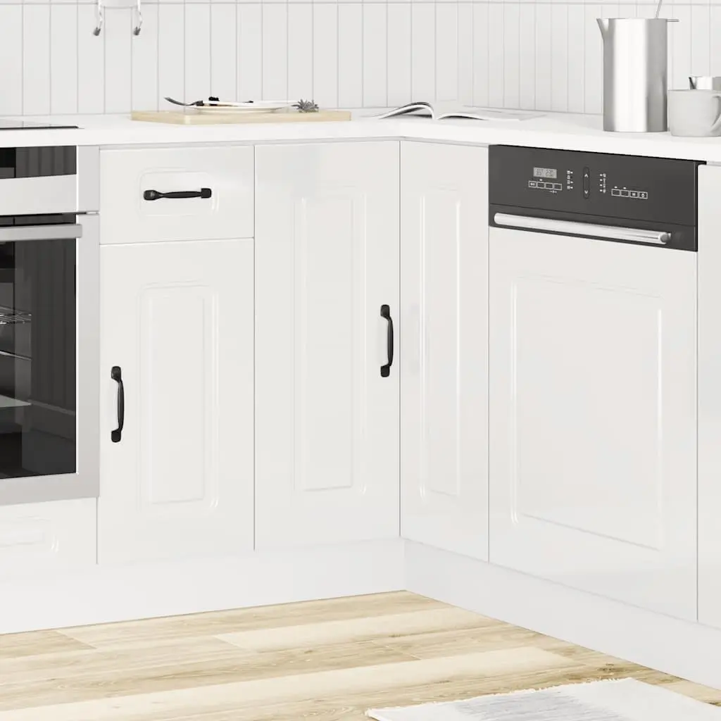 White High Gloss Corner Base Cabinet for Kitchens