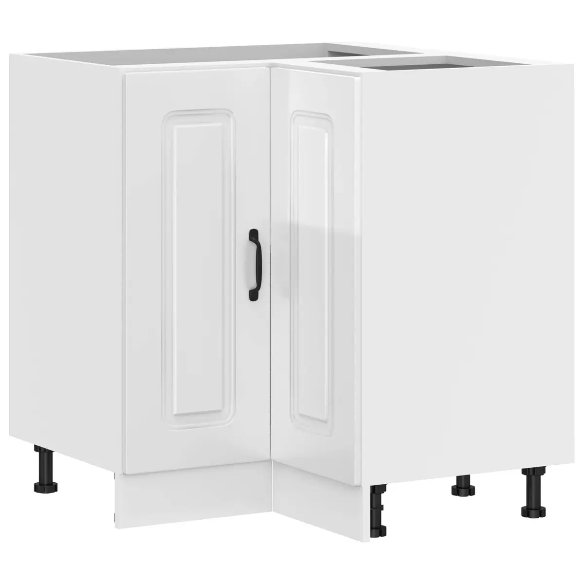 White High Gloss Corner Base Cabinet for Kitchens