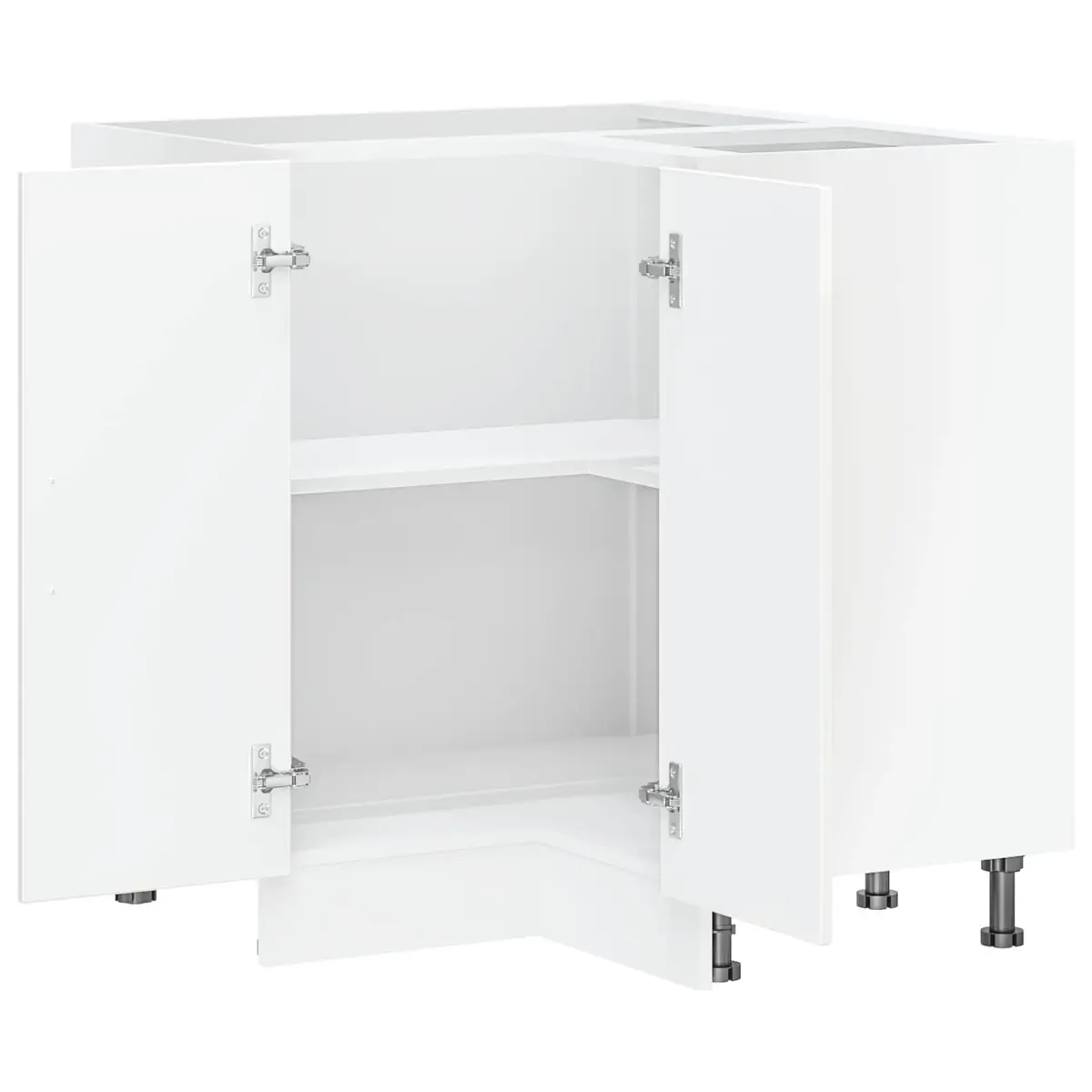 White High Gloss Corner Base Cabinet for Kitchens
