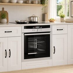 White Engineered Wood Kitchen Oven Cabinet for Storage
