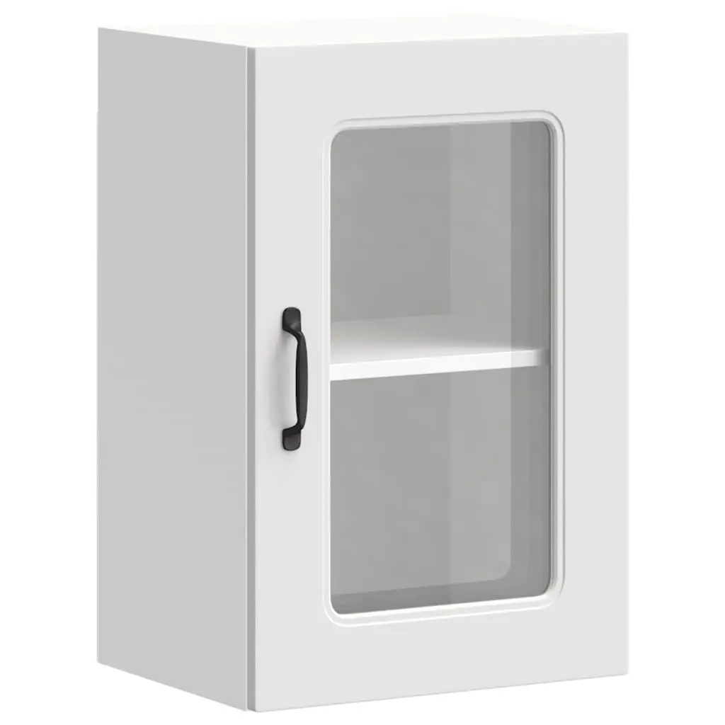 Kitchen Wall Cabinet Glass Door White Engineered Wood