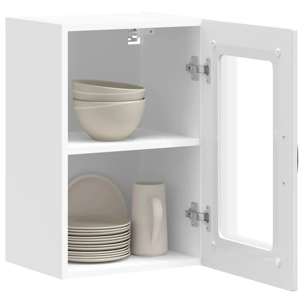 Kitchen Wall Cabinet Glass Door White Engineered Wood