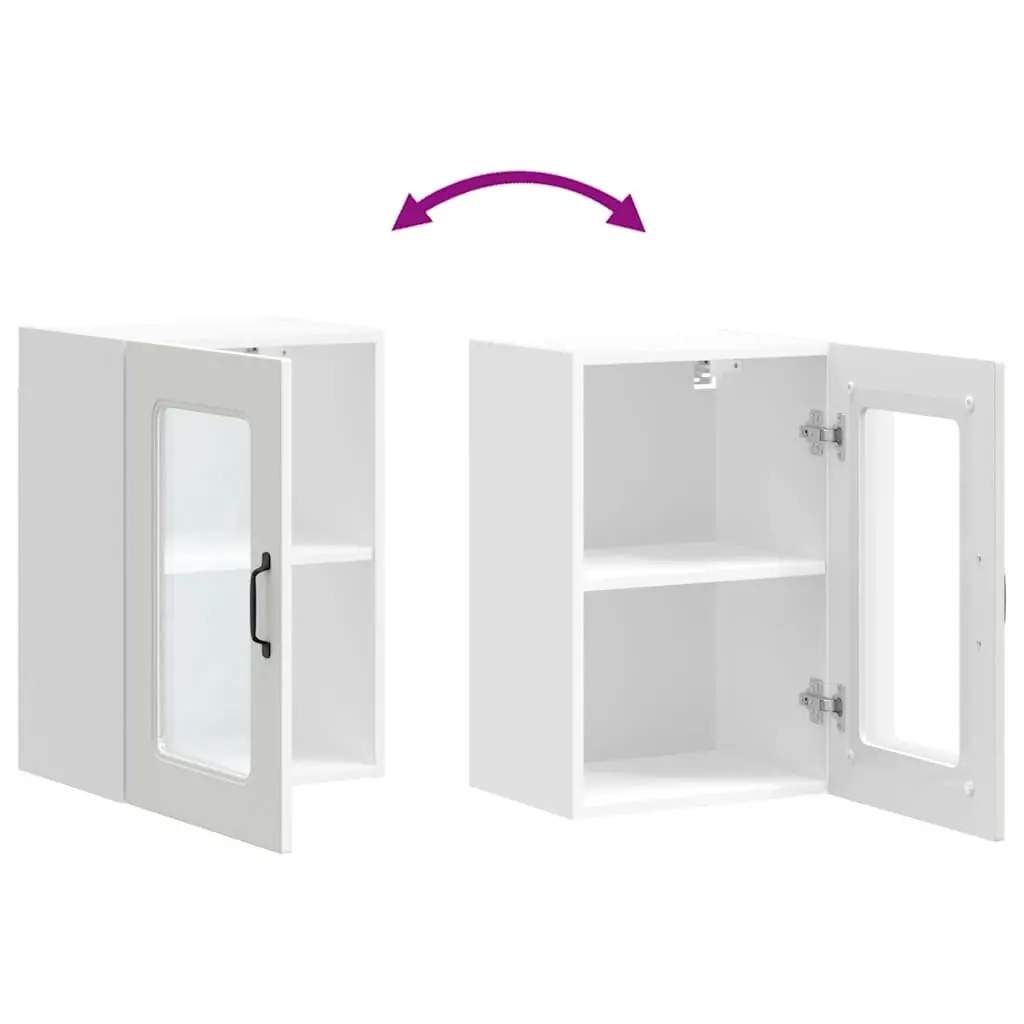 Kitchen Wall Cabinet Glass Door White Engineered Wood