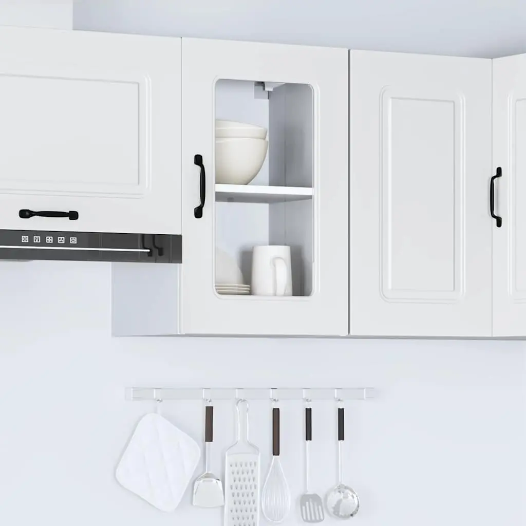 Kitchen Wall Cabinet Glass Door White Engineered Wood