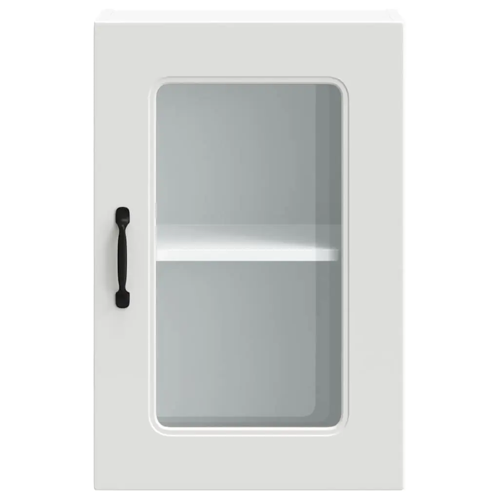 Kitchen Wall Cabinet Glass Door White Engineered Wood