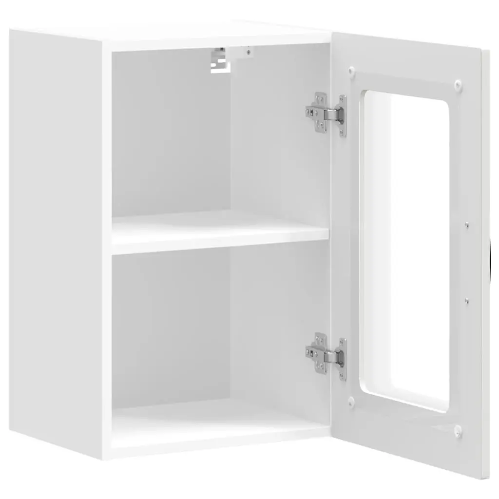 Kitchen Wall Cabinet Glass Door White Engineered Wood