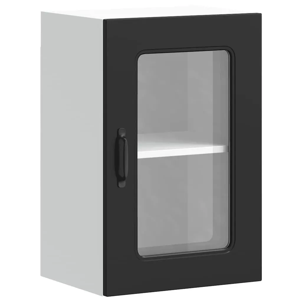 Black Kitchen Wall Cabinet with Glass Door