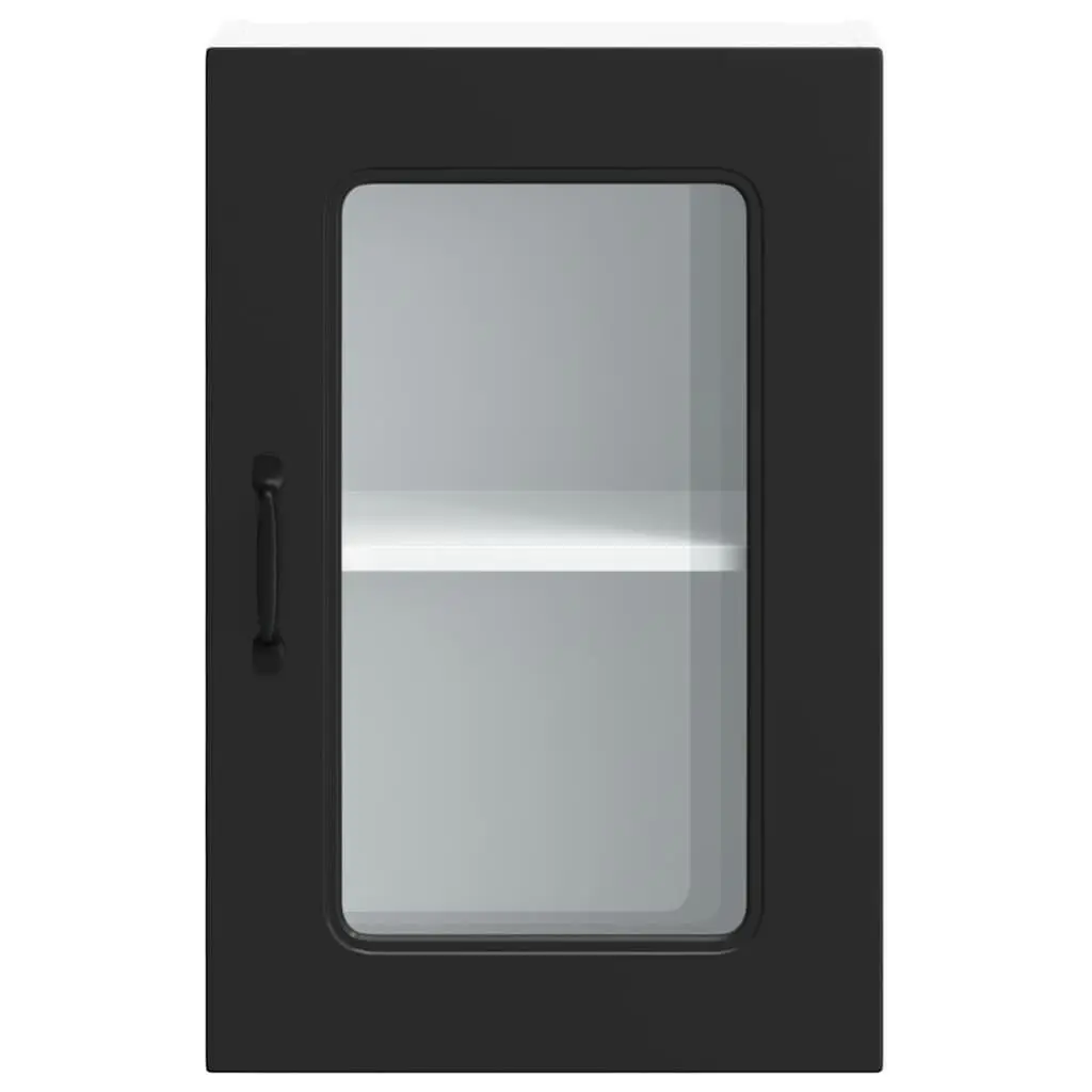Black Kitchen Wall Cabinet with Glass Door