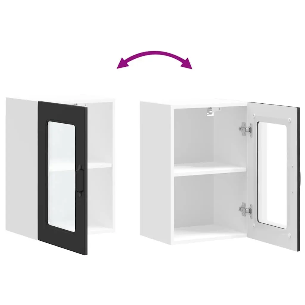 Black Kitchen Wall Cabinet with Glass Door