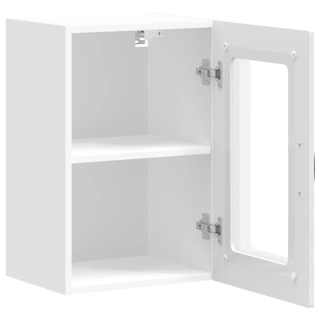 Kitchen Wall Cabinet Glass Door White High Gloss Engineered Wood
