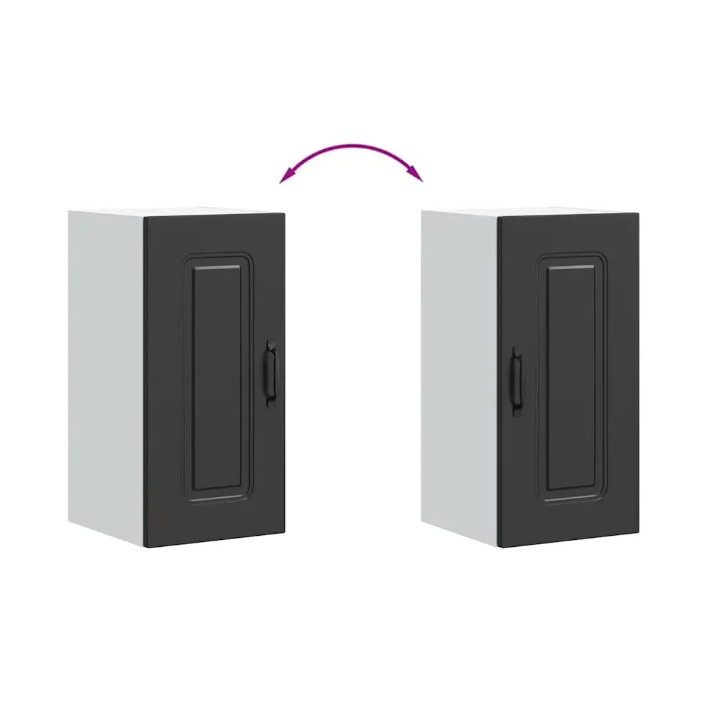 Engineered Wood Kitchen Cabinet Black Wall Storage Cupboard Unit