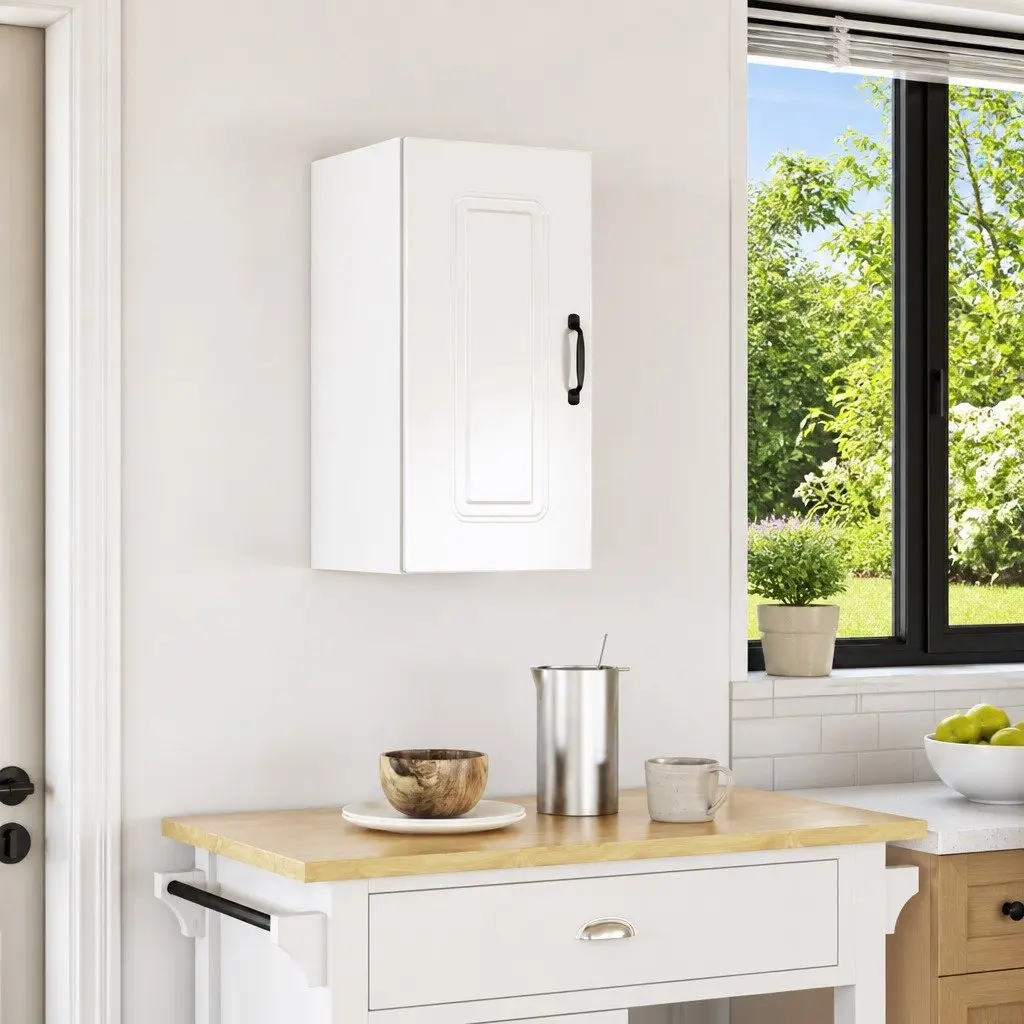 Kitchen Wall Cabinet White High Gloss Engineered Wood Storage Cupboard Door