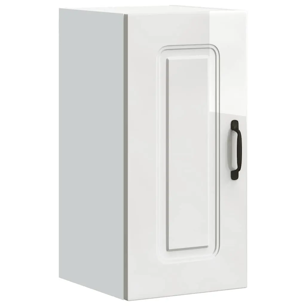 Kitchen Wall Cabinet White High Gloss Engineered Wood Storage Cupboard Door