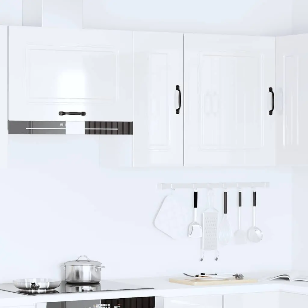 Kitchen Wall Cabinet White High Gloss Engineered Wood Storage Cupboard Door