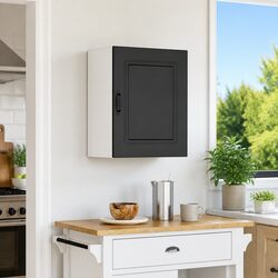 Black Engineered Wood Kitchen Wall Cabinet for Storage