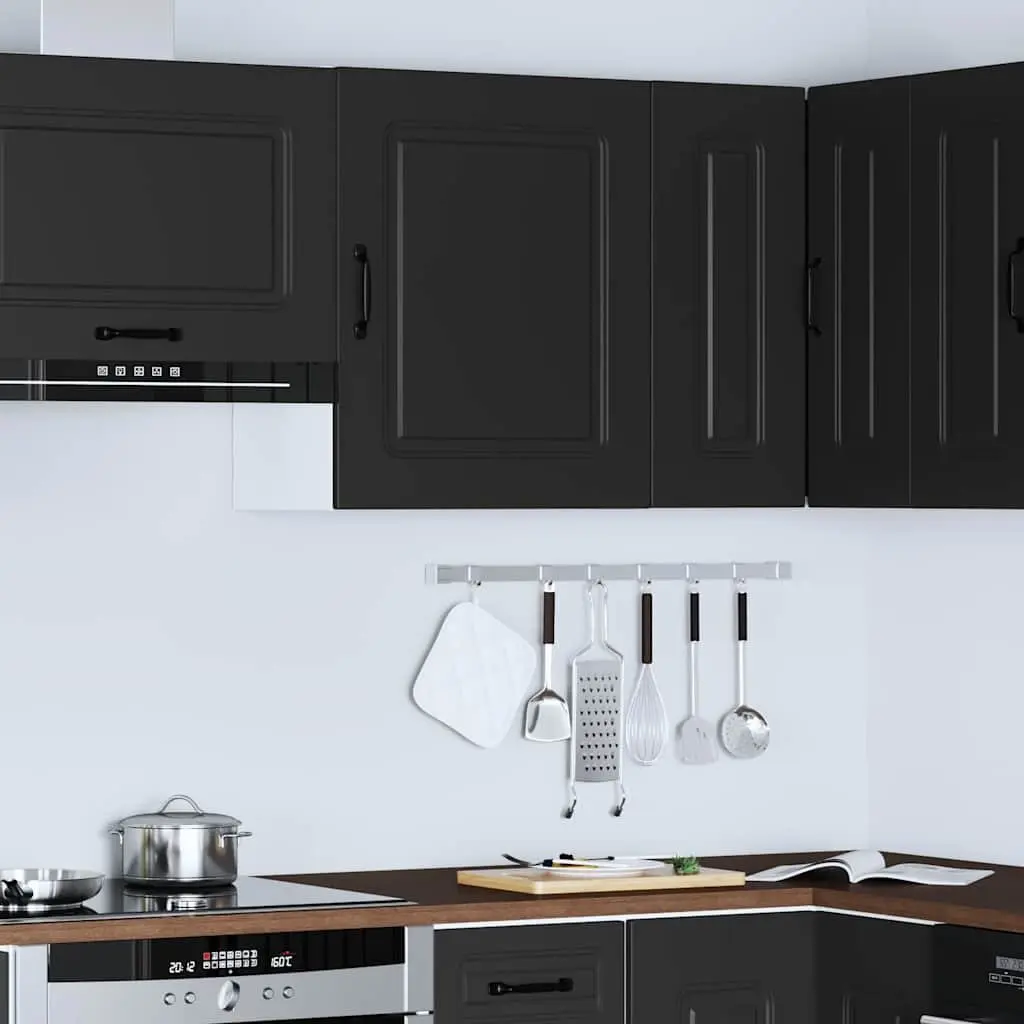 Black Engineered Wood Kitchen Wall Cabinet for Storage