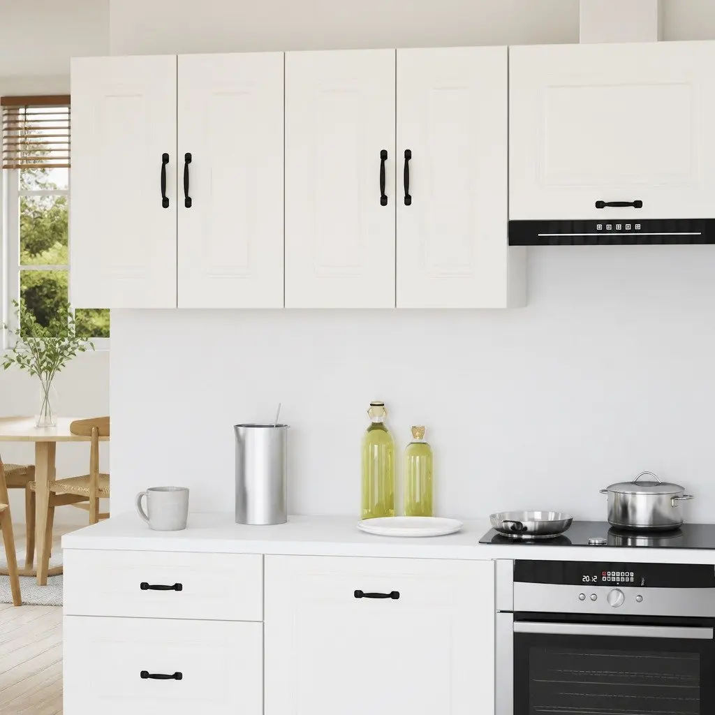 White Engineered Wood Kitchen Wall Cabinet with Doors