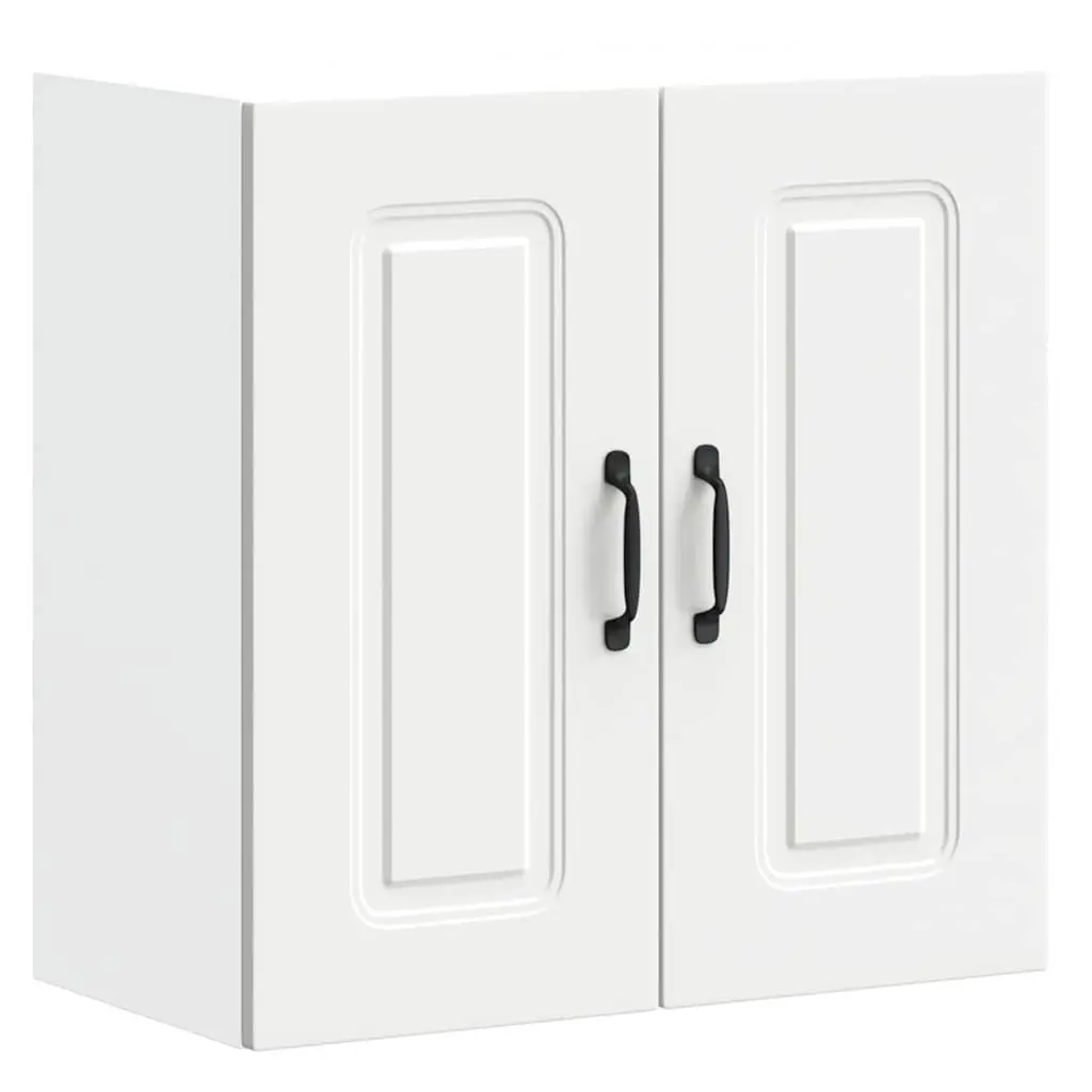 White Engineered Wood Kitchen Wall Cabinet with Doors