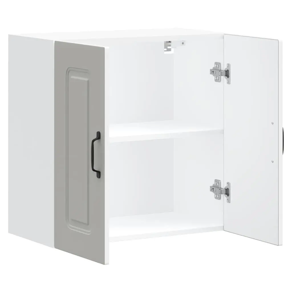 White Engineered Wood Kitchen Wall Cabinet with Doors