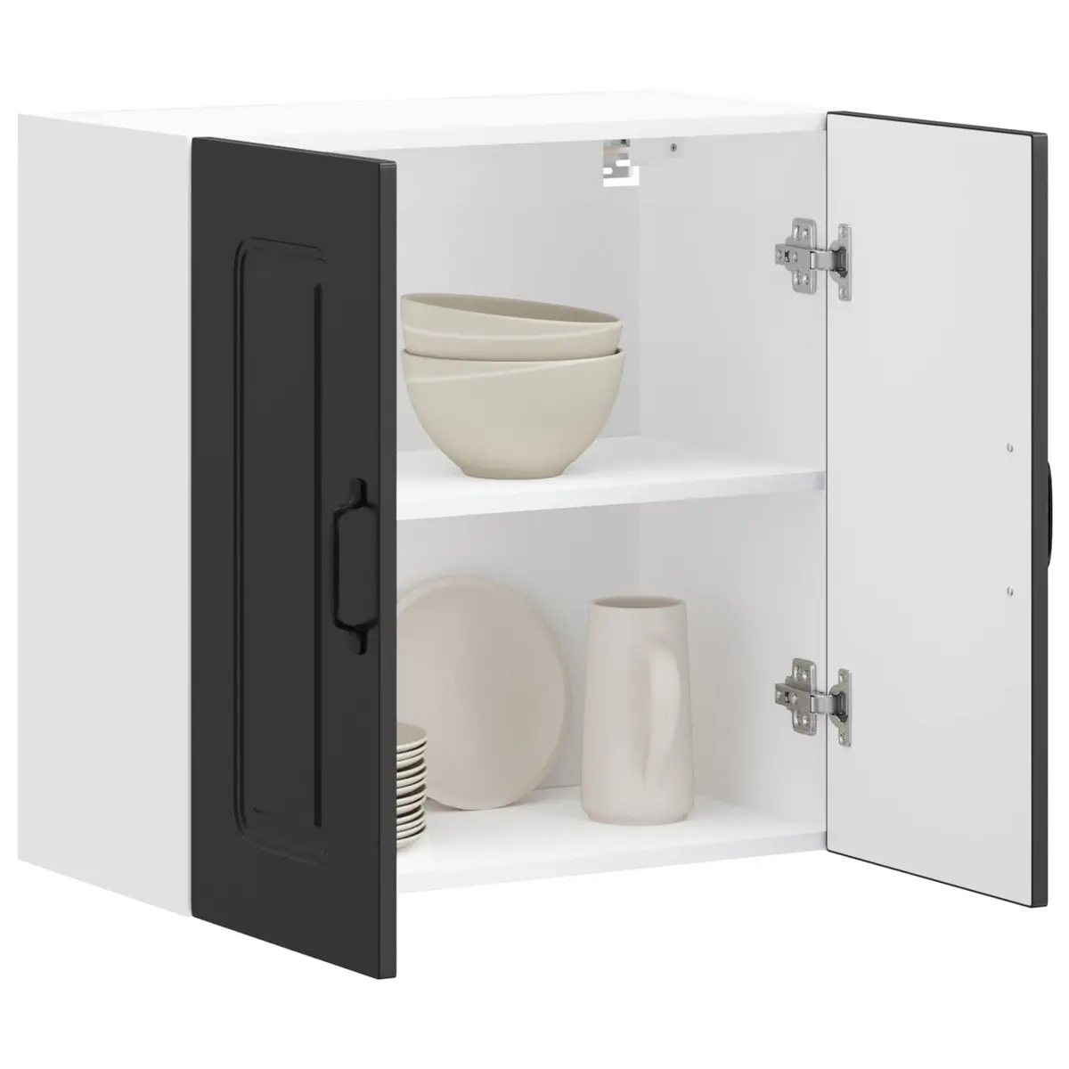 Black Engineered Wood Kitchen Wall Cabinet for Storage