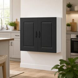 Black Engineered Wood Kitchen Wall Cabinet Organizer