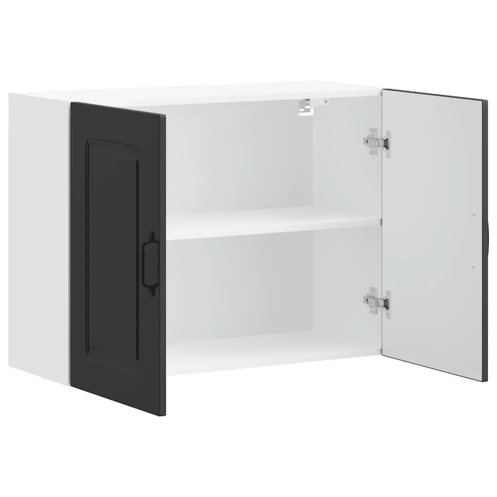 Black Engineered Wood Kitchen Wall Cabinet Organizer
