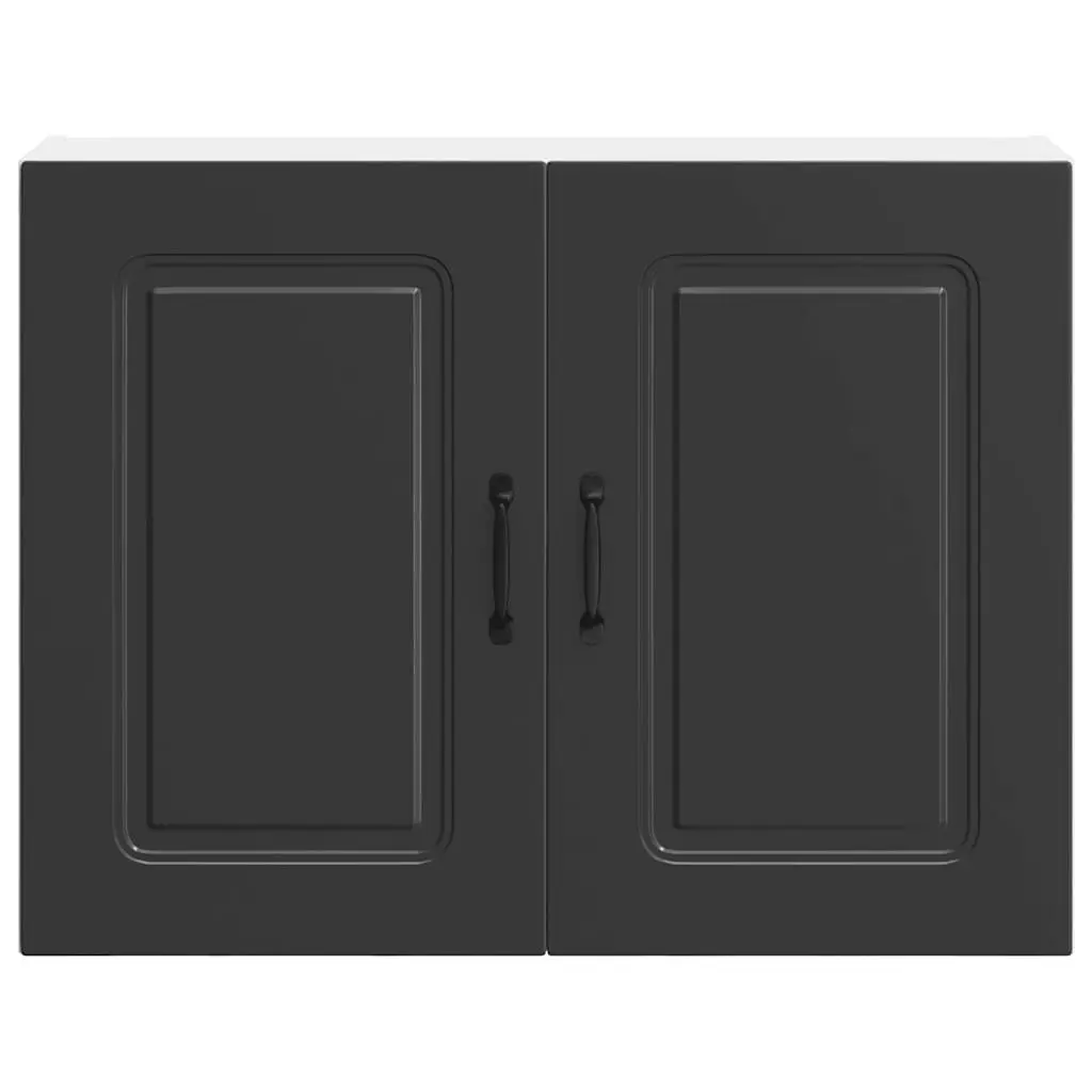 Black Engineered Wood Kitchen Wall Cabinet Organizer