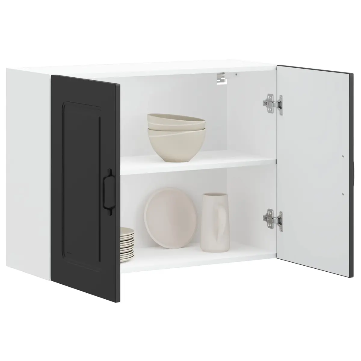 Black Engineered Wood Kitchen Wall Cabinet Organizer