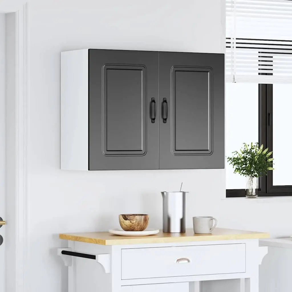 Black Engineered Wood Kitchen Wall Cabinet Organizer