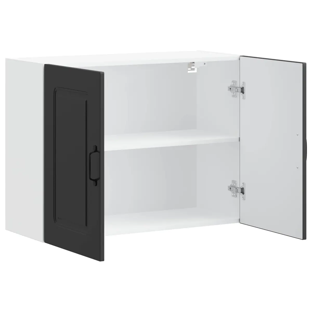 Black Engineered Wood Kitchen Wall Cabinet Organizer