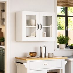 White Kitchen Wall Cabinet with Glass Door
