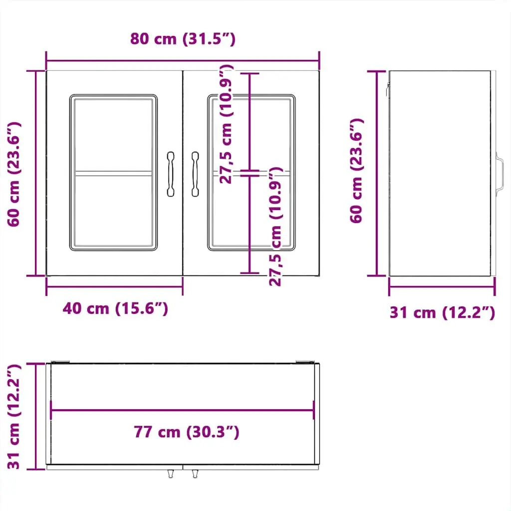 White Kitchen Wall Cabinet with Glass Door