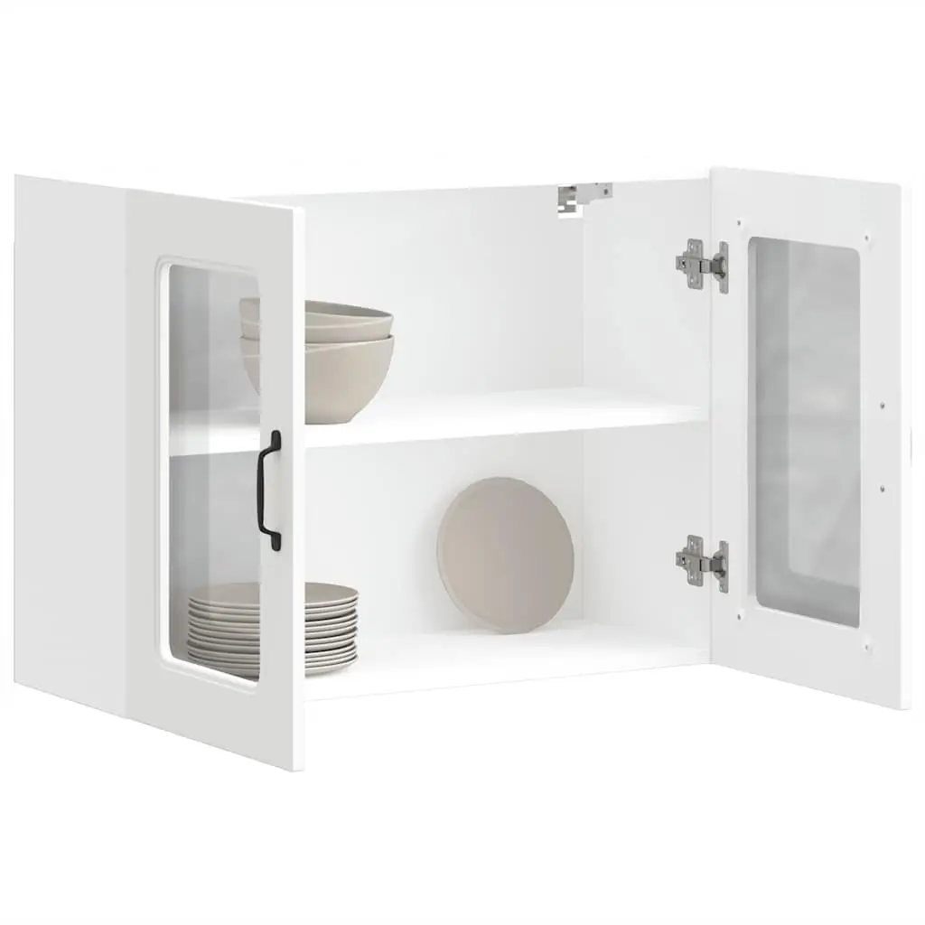 White Kitchen Wall Cabinet with Glass Door